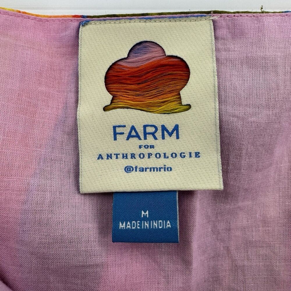 Farm Rio x Anthropologie Floral Crop Top Beaded Straps Pink Cotton M NWOT - Picture 4 of 12